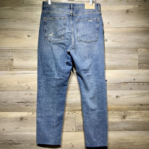 Everlane The Cheeky Jean Size 30 (32x28) Blue Raw Hem Ankle High Rise Distressed - Picture 2 of 13